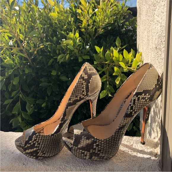 Alexandre Birman Python Peeptoe Platform Heels - Picture 2 of 7